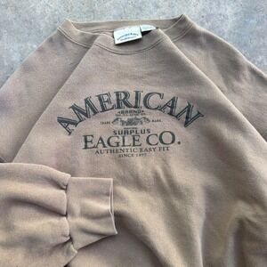 Vintage 90s American Eagle Sweatshirt Made in USA Earthtones Tan Large (L1)